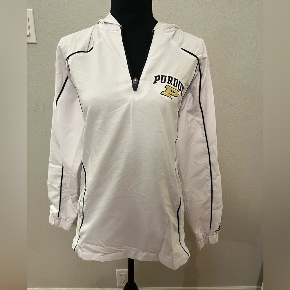Purdue Boilermakers White & Black Quarter Zip Performance Hooded Pullover
